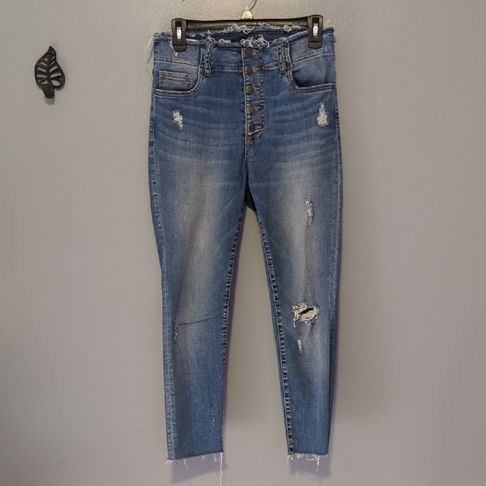 Kut From The Kloth Connie High Rise Ankle Skinny Jeans Distressed Blue Women's 2